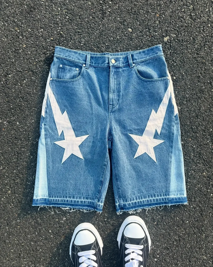 Embroidered Denim Jort