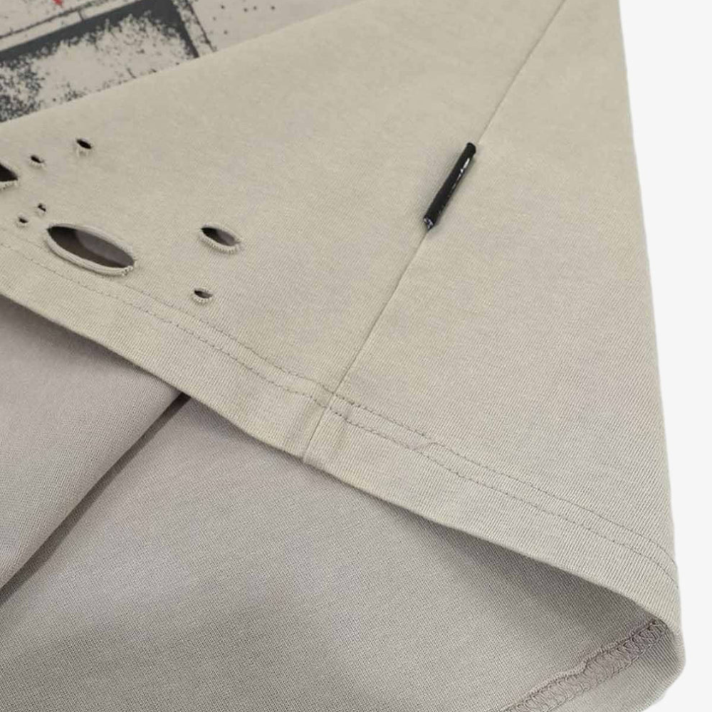 Jersey Distressed Camouflage Faux Two-Piece Graphic T-Shirt