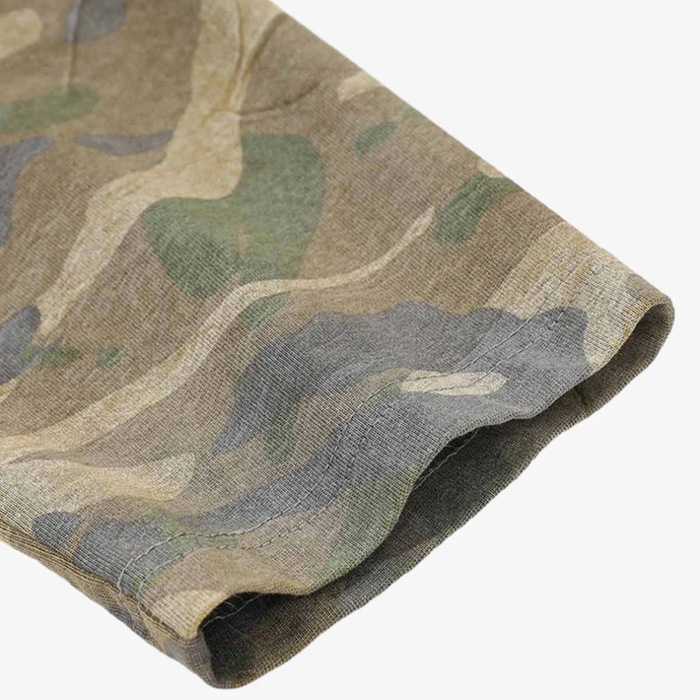 Jersey Distressed Camouflage Faux Two-Piece Graphic T-Shirt