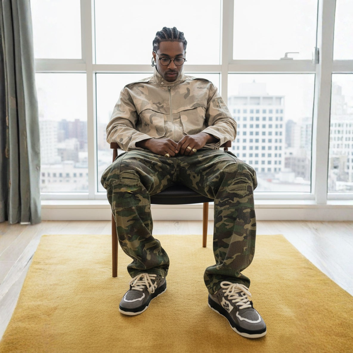 Ripped Camouflage Cargo Pants