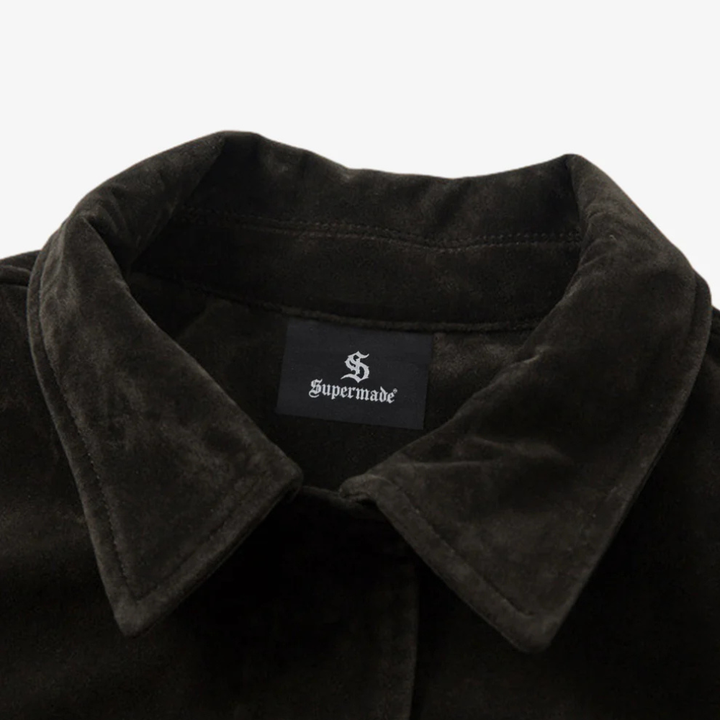 Retro Unique Metal Button Suede Lapel Bomber Jacket