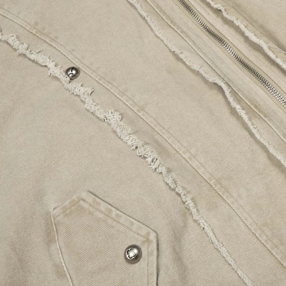 Retro Washed Fleece-lined Hooded Work Jacket