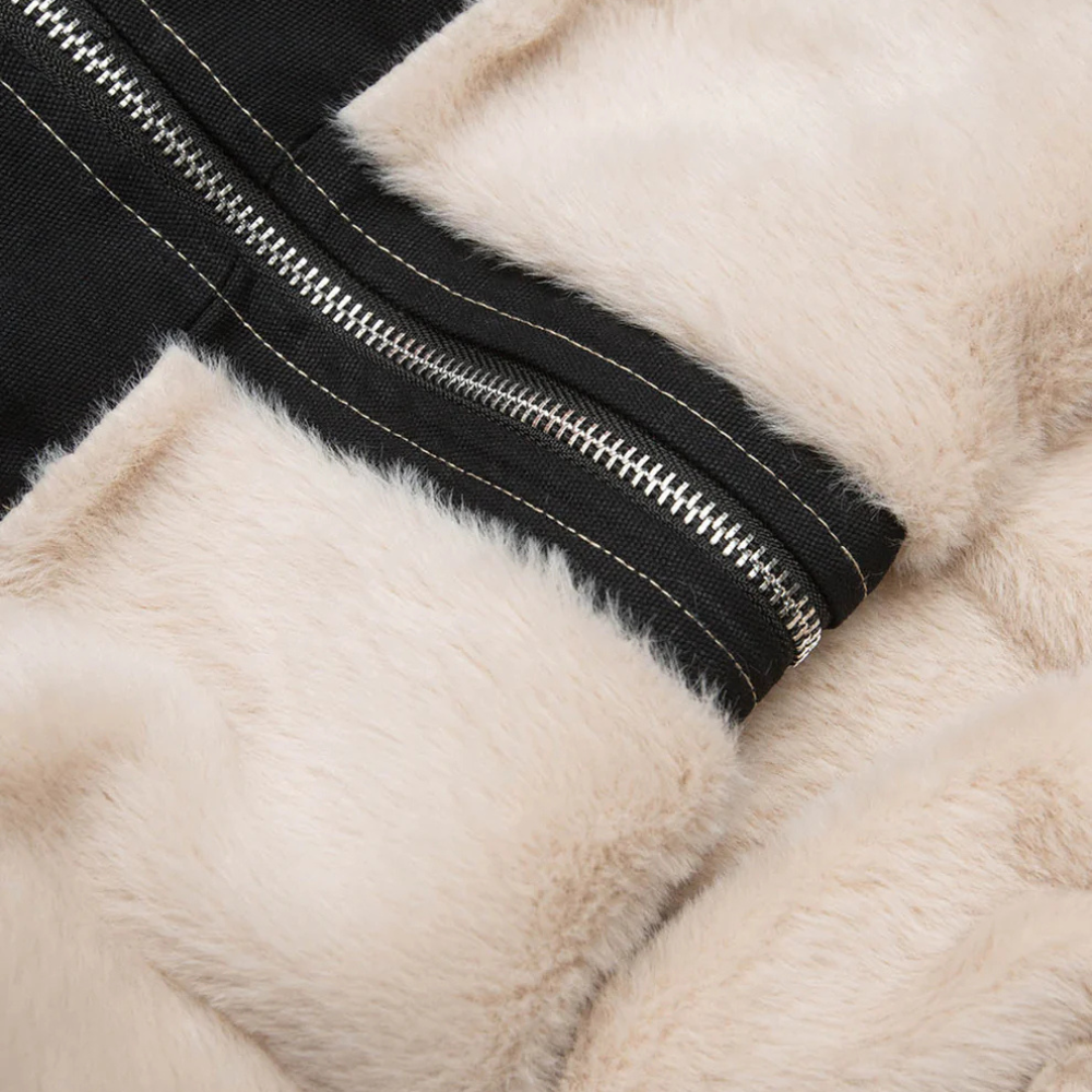 Faux Fur Lined Zip Up Winter Hooded Bomber Jacket