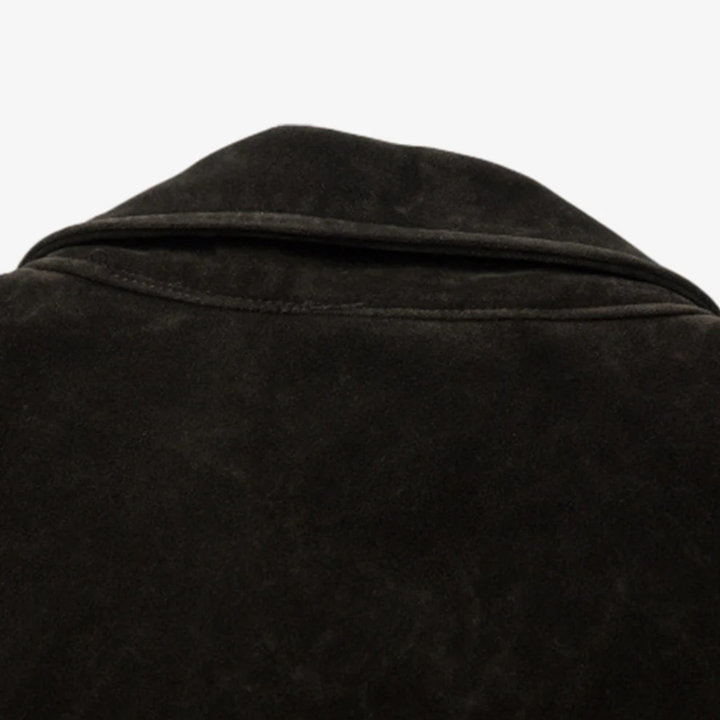 Retro Unique Metal Button Suede Lapel Bomber Jacket