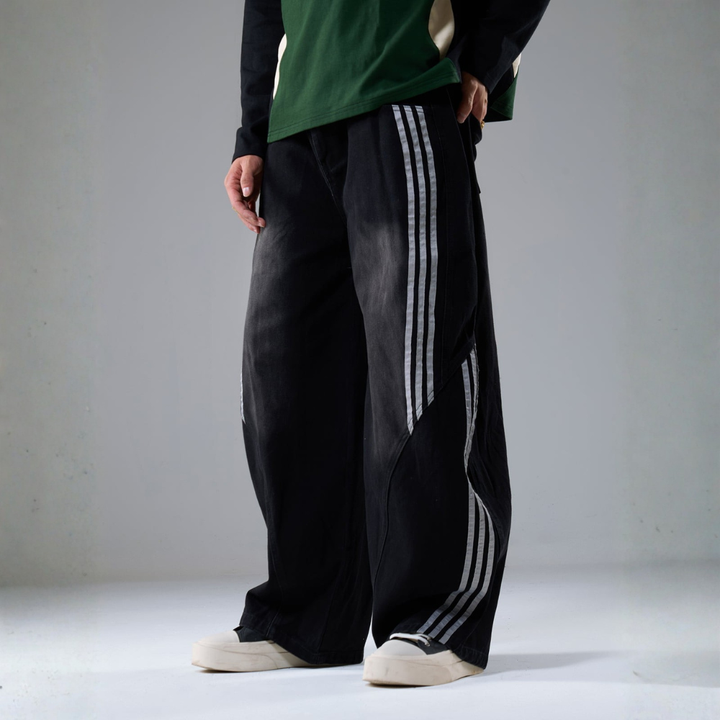 Denim Striped Barrel Jeans