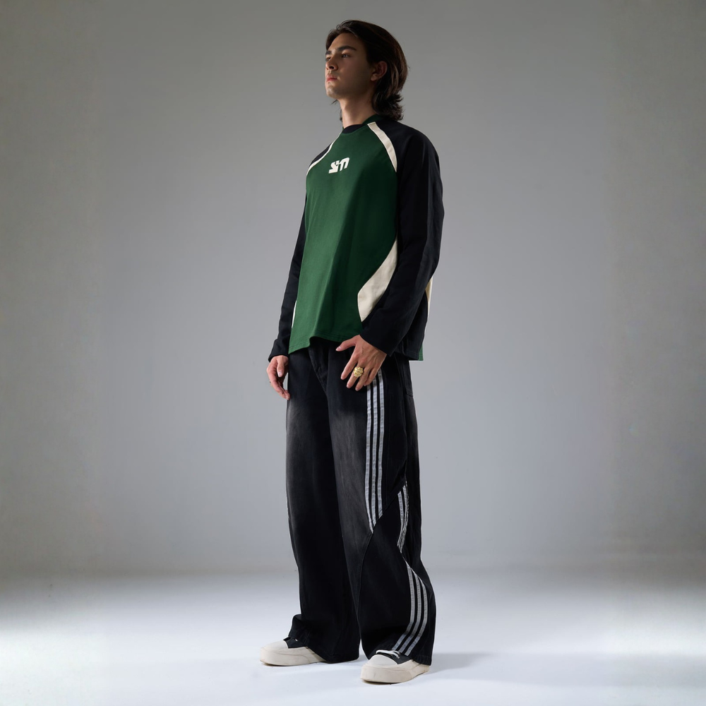 Denim Striped Barrel Jeans