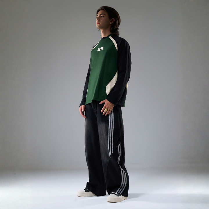 Denim Striped Barrel Jeans