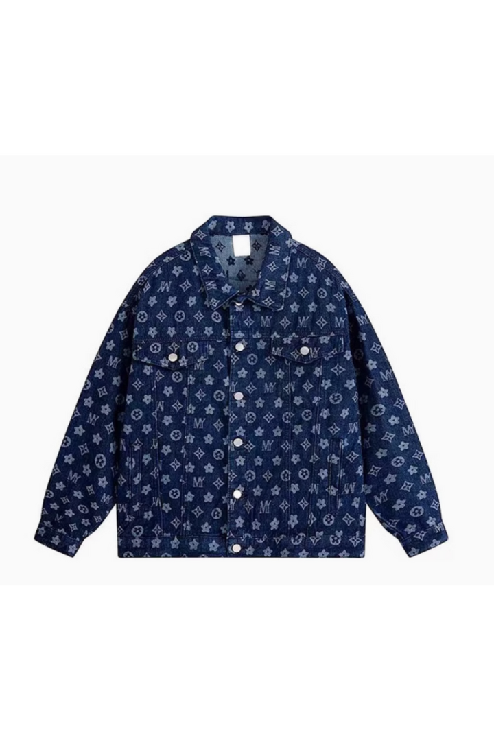 'Everett' Full Print Jacquard Denim Shirt Jacket