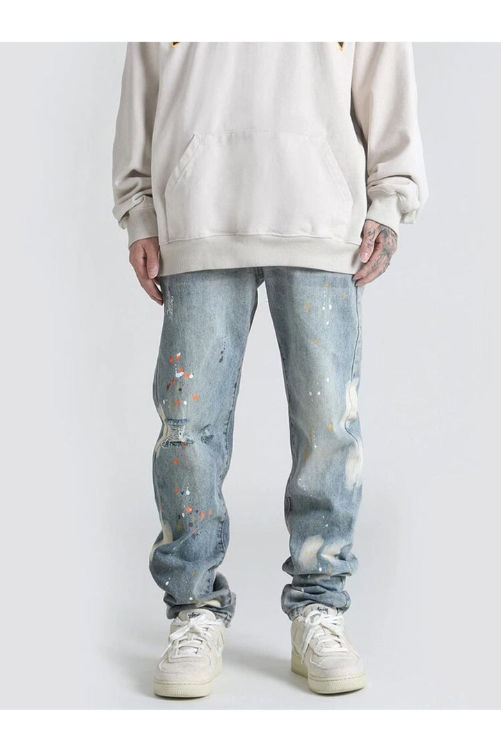 Jeans With Paint Design