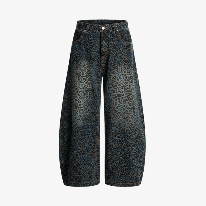 Denim Street Leopard Print Barrel Jeans