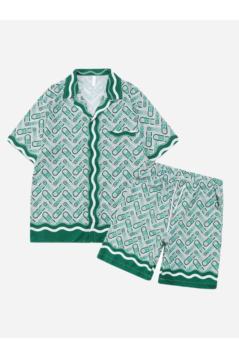 Shirt And Short Outfit With Green Design