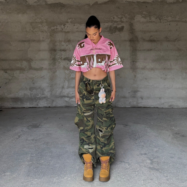 Ripped Camouflage Cargo Pants