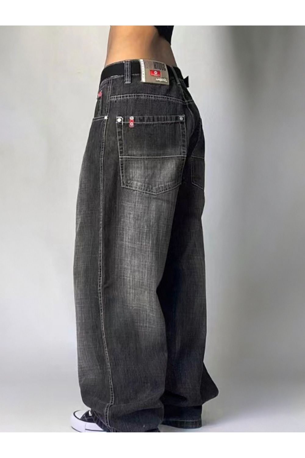 Washed Dark Baggy Jeans