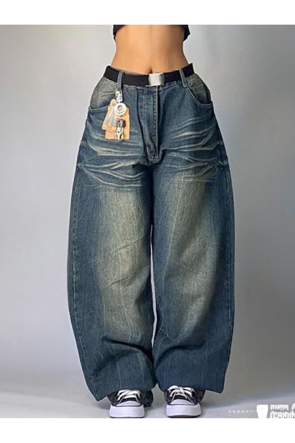 Washed Blue Baggy Jeans