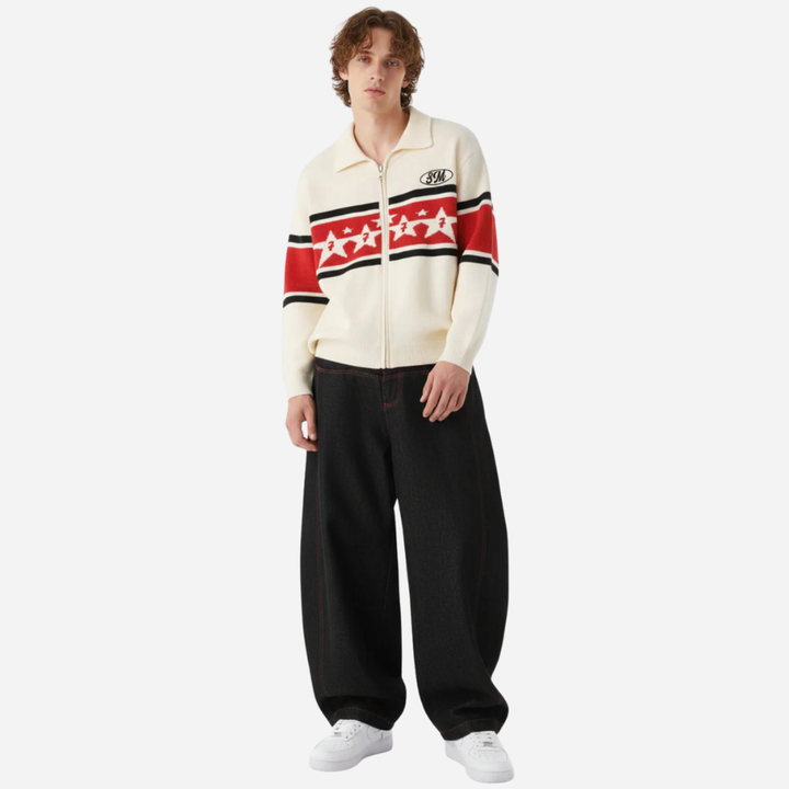 Street Culottes Red Stitching Barrel Jeans