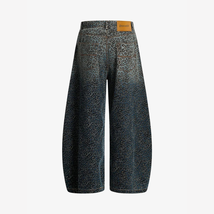Denim Street Leopard Print Barrel Jeans