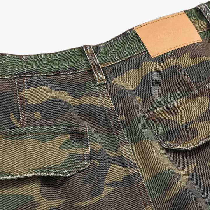 Ripped Camouflage Cargo Pants