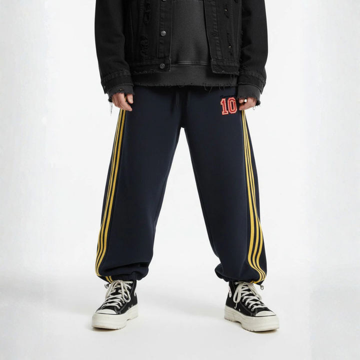 Fleece Vintage Side Stripe Drape Paratrooper Machete Wide Leg Pants