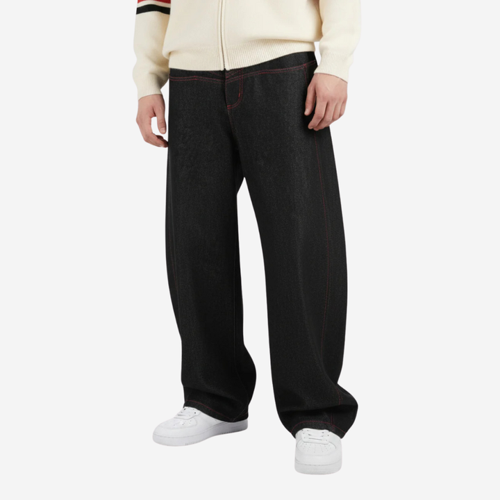 Street Culottes Red Stitching Barrel Jeans