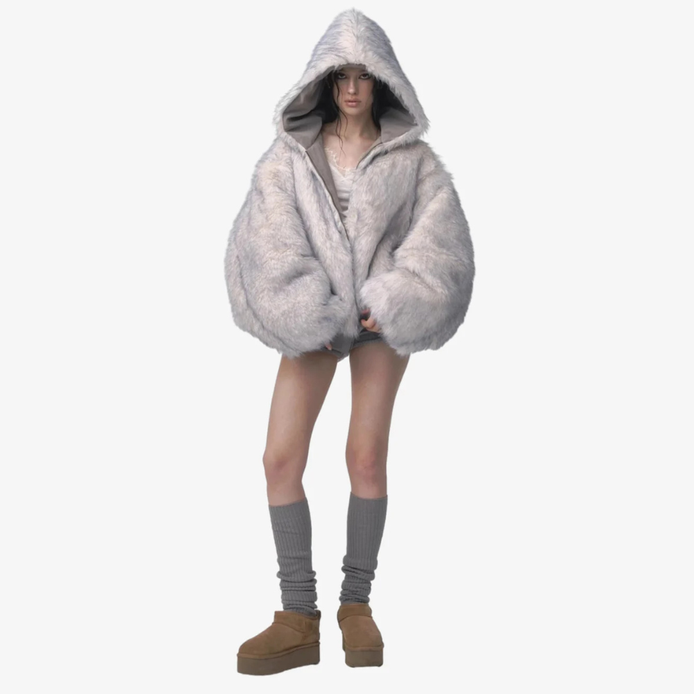 Oversized Reversible Fur Hooded Jacket