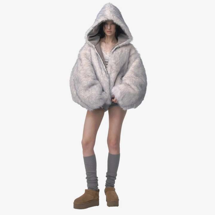 Oversized Reversible Fur Hooded Jacket