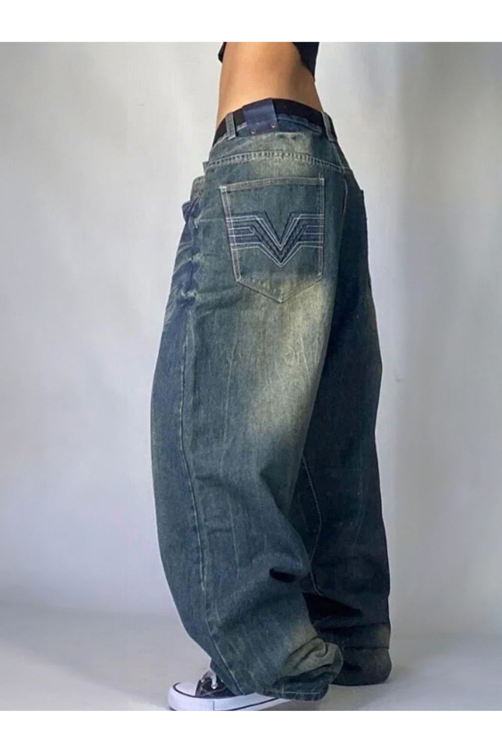 Washed Blue Baggy Jeans