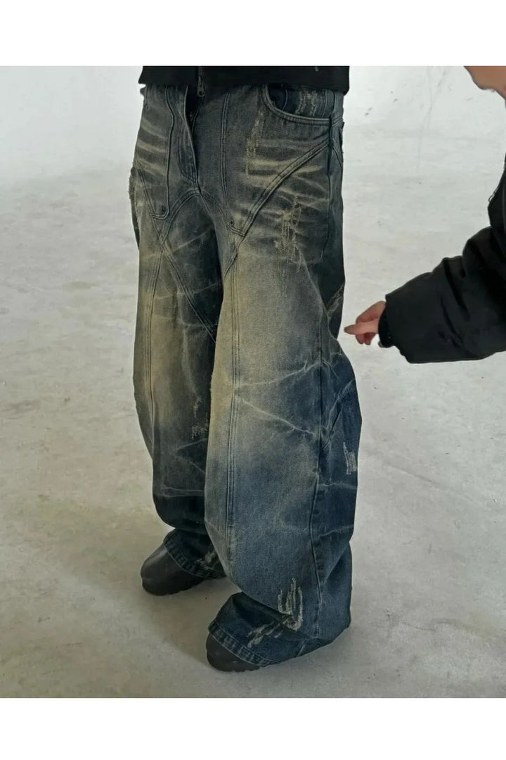 'Graphic Lining' Baggy Jeans