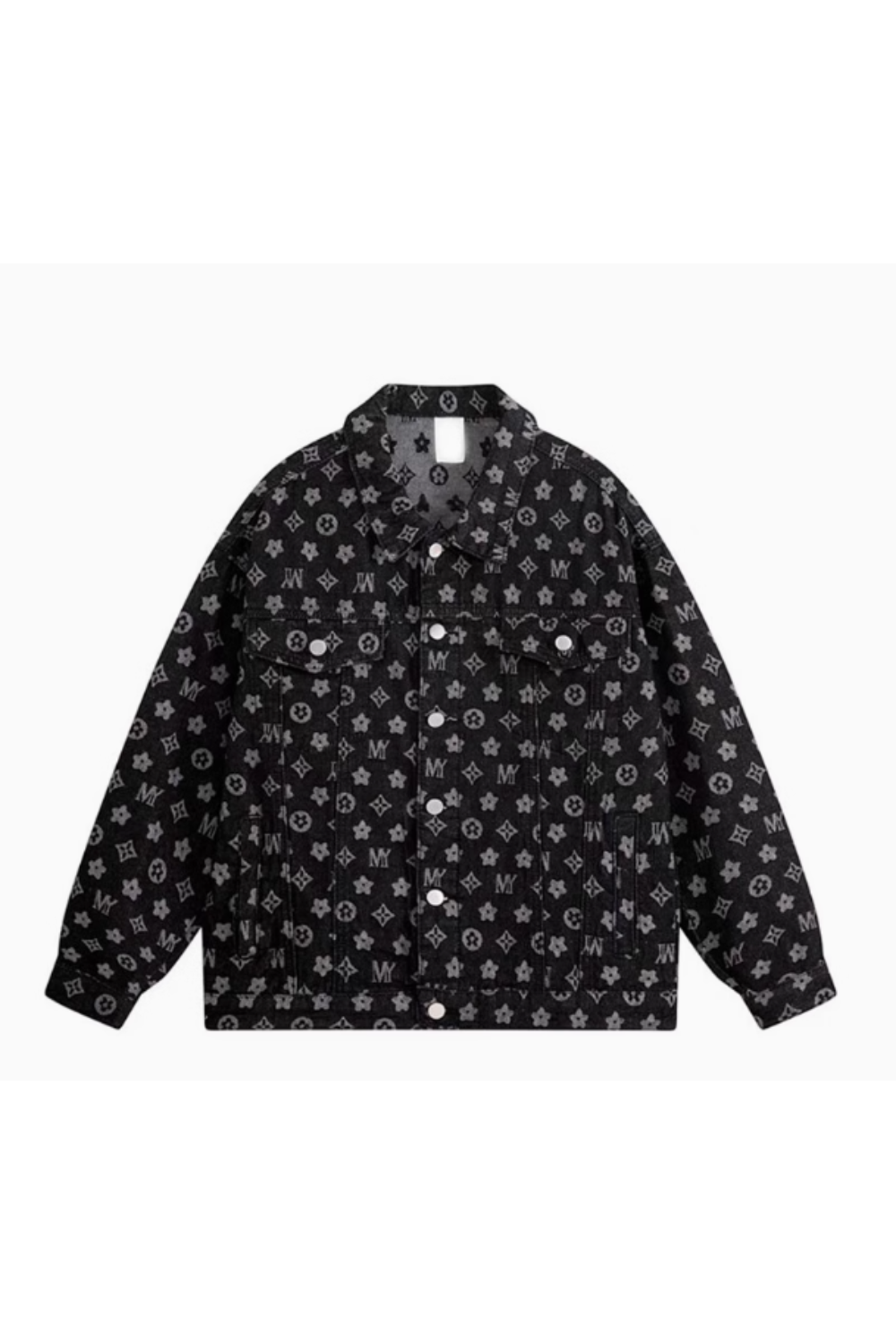 'Everett' Full Print Jacquard Denim Shirt Jacket