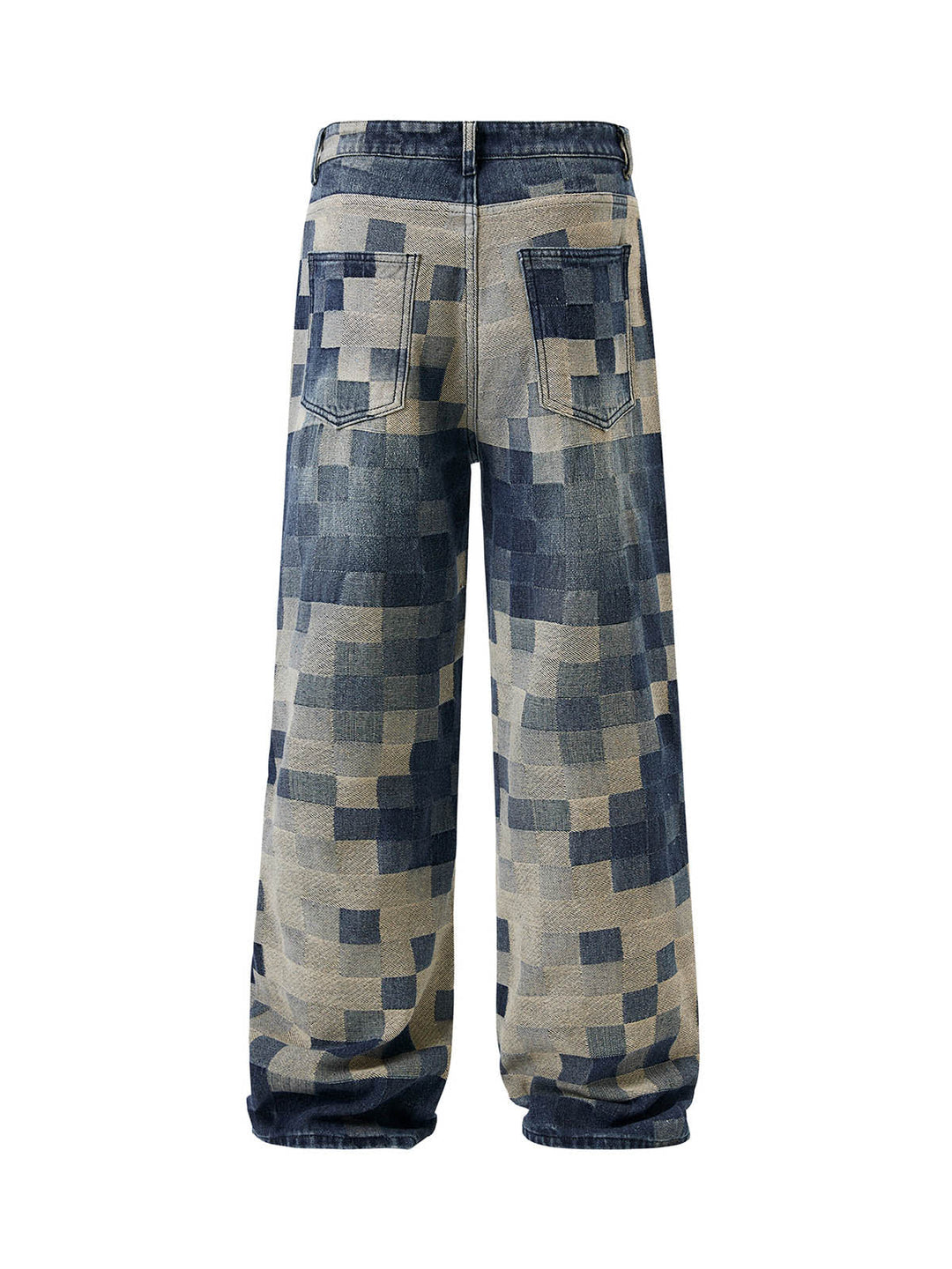 'Mosaic' Checkerboard Jacquard Wide Leg Jeans