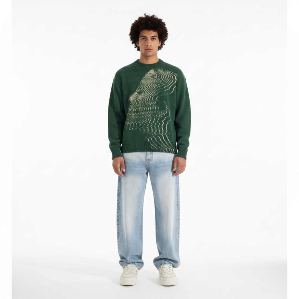 'Vibrations' Graphic Knitted Sweater