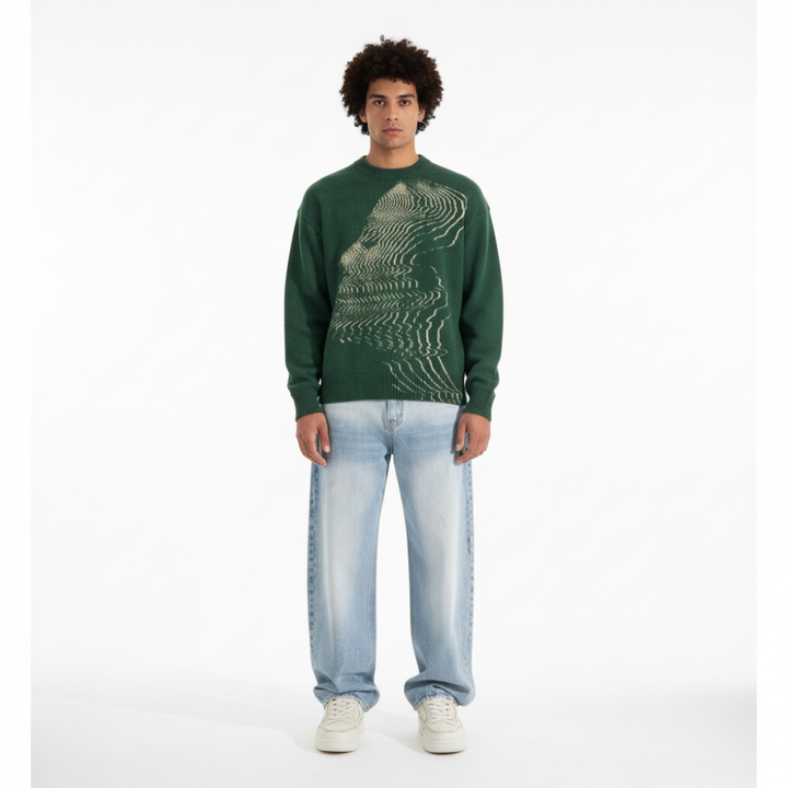 'Vibrations' Graphic Knitted Sweater