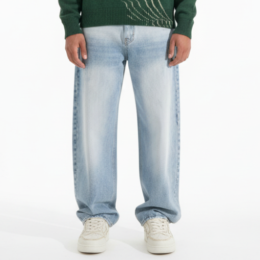 Oversized Washed Blue Jeans