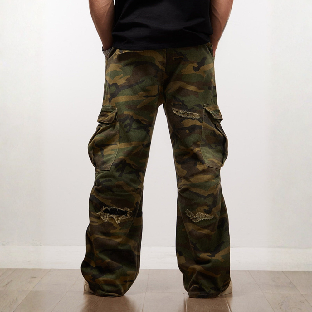 Ripped Camouflage Cargo Pants