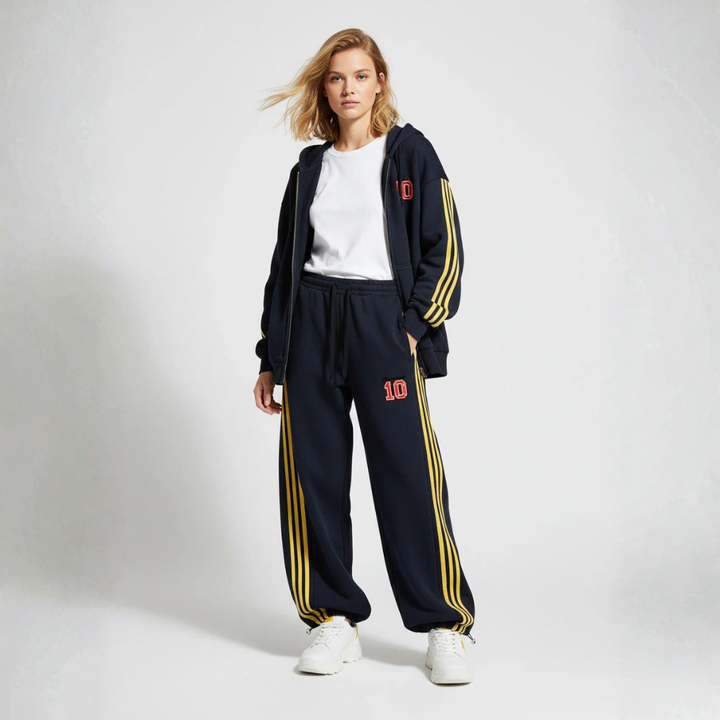 Fleece Vintage Side Stripe Drape Paratrooper Machete Wide Leg Pants