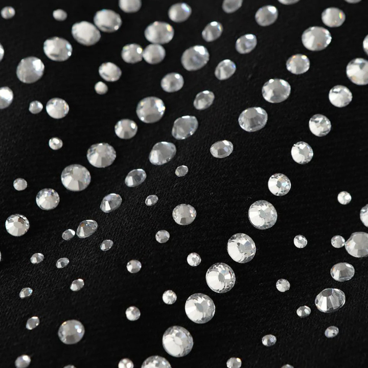 Retro Denim Full Rhinestone Design Baggy Jeans