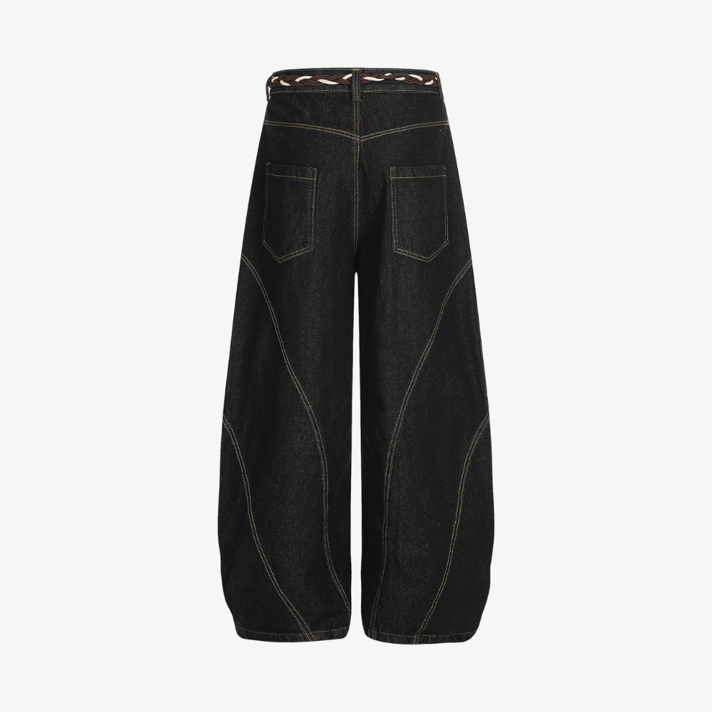 Retro Patchwork Barrel Jeans
