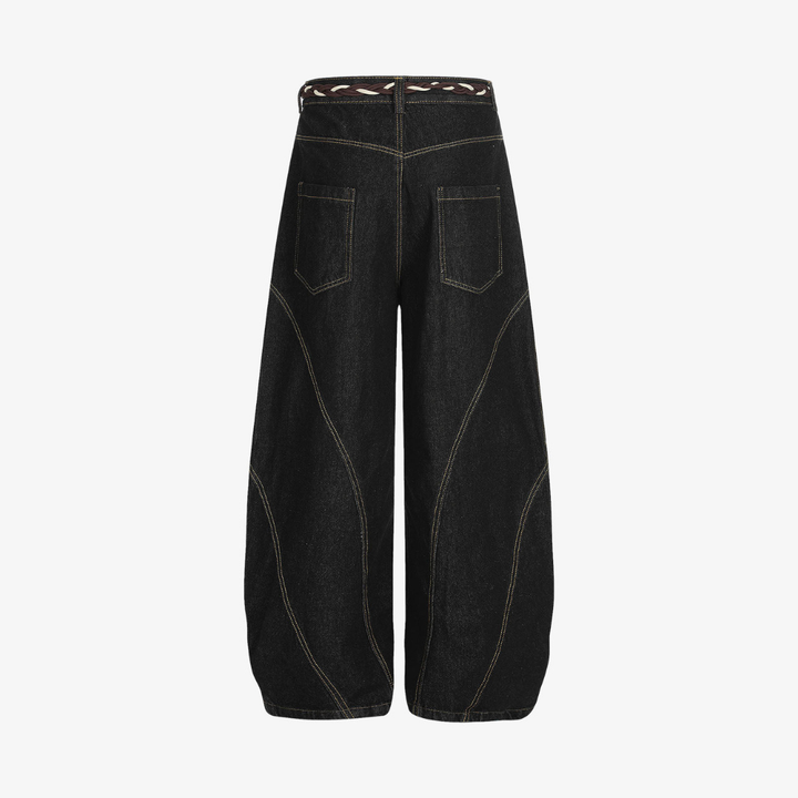 Retro Patchwork Barrel Jeans