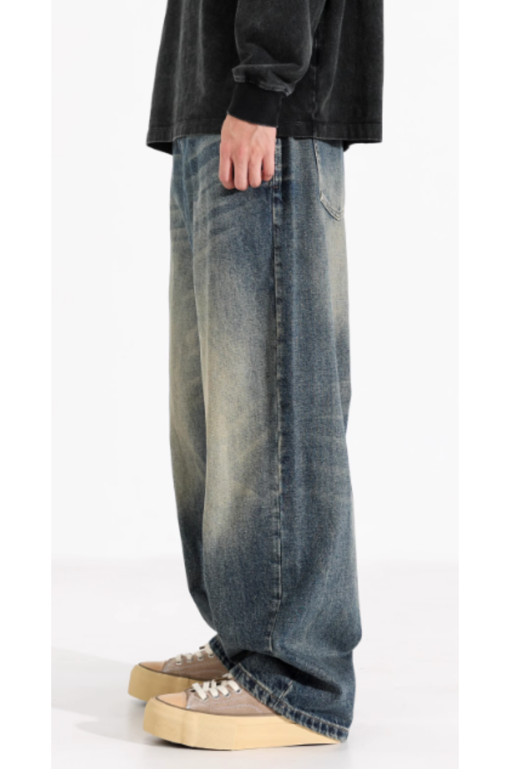 'Cascade' Vintage Drape Wide-Leg Jeans