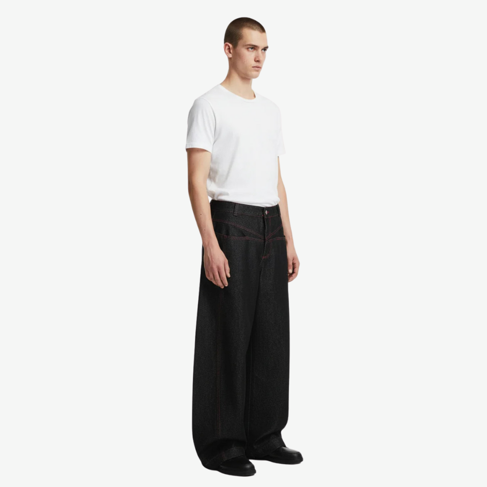 Street Culottes Red Stitching Barrel Jeans