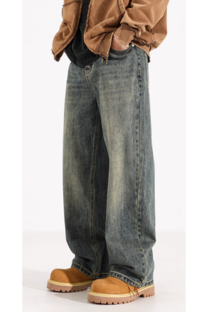 'Drift' Mud-Dyed Wide-Leg Jeans