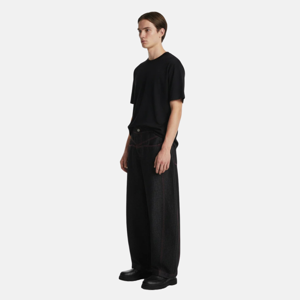 Street Culottes Red Stitching Barrel Jeans