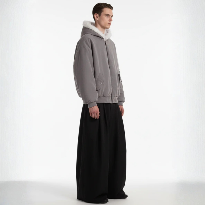 Oversized Reversible Fur Hooded Jacket