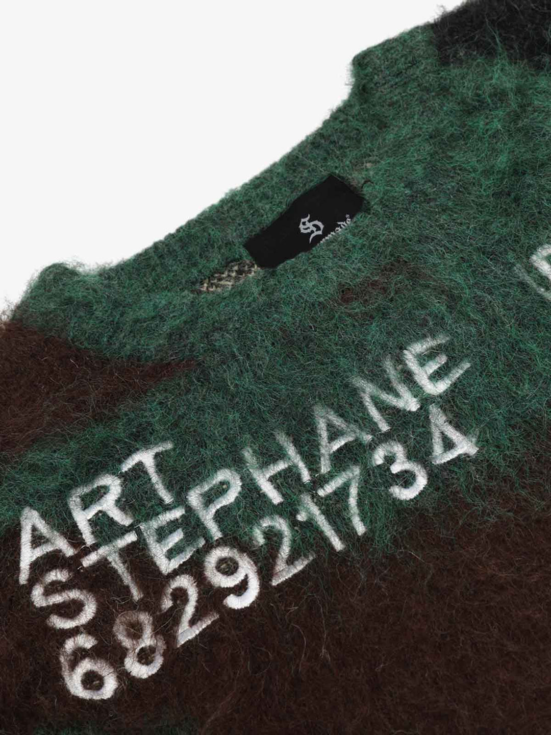 Embroidered Camouflage Shaggy Knitted Sweater