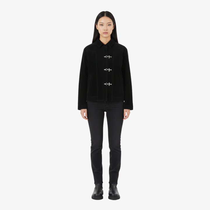 Retro Unique Metal Button Suede Lapel Bomber Jacket