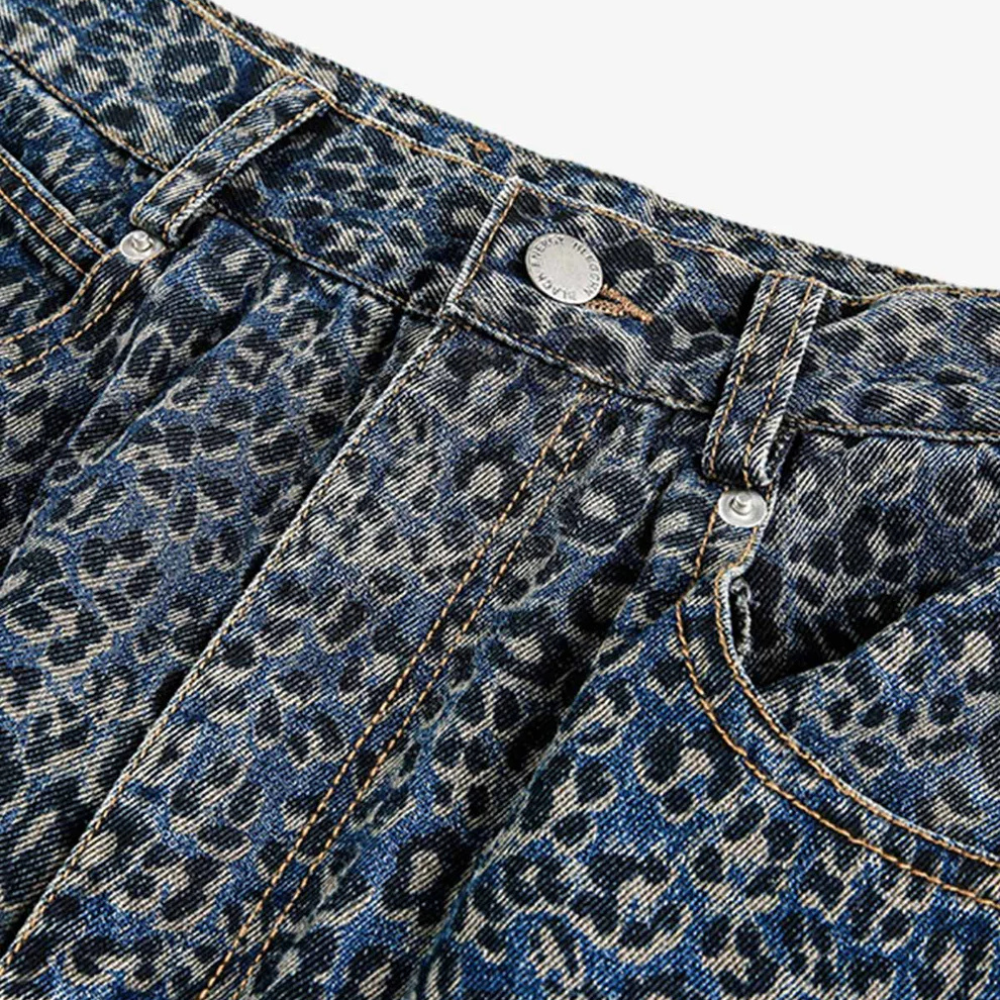 Denim Street Leopard Print Barrel Jeans
