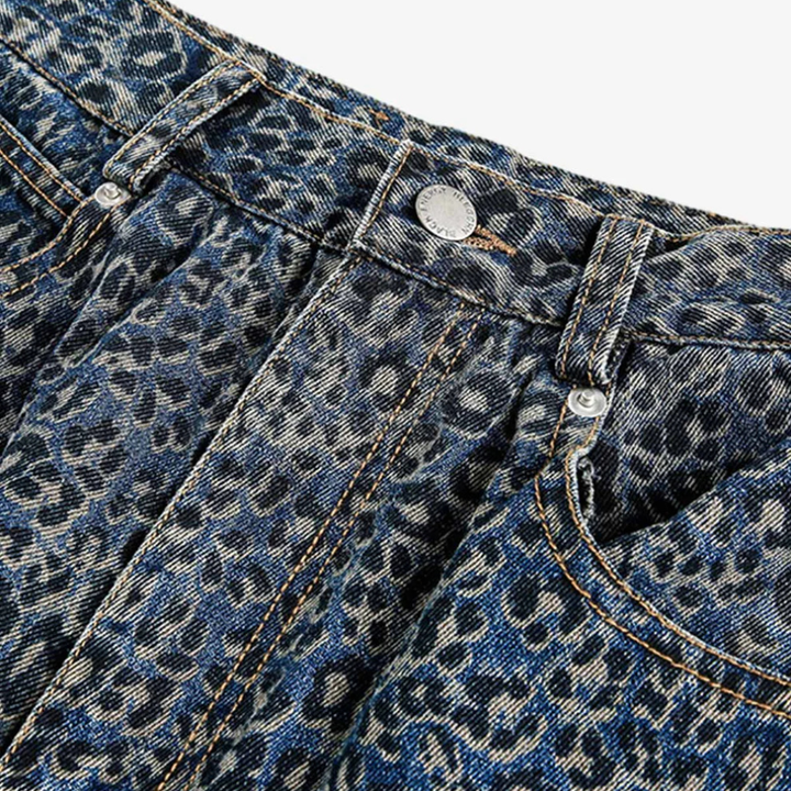 Denim Street Leopard Print Barrel Jeans