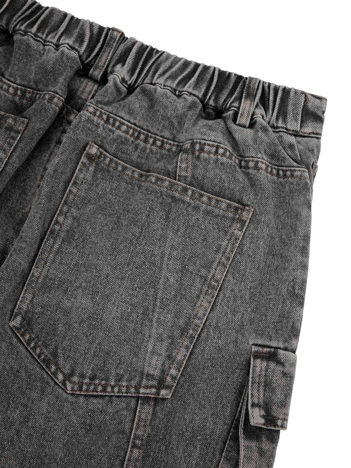 Street Stitching Multi-Pocket Workwear Washed Jeans - 2209