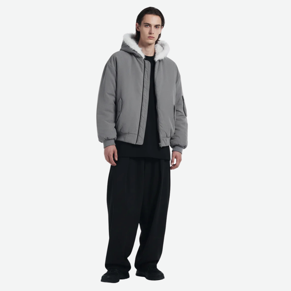 Oversized Reversible Fur Hooded Jacket