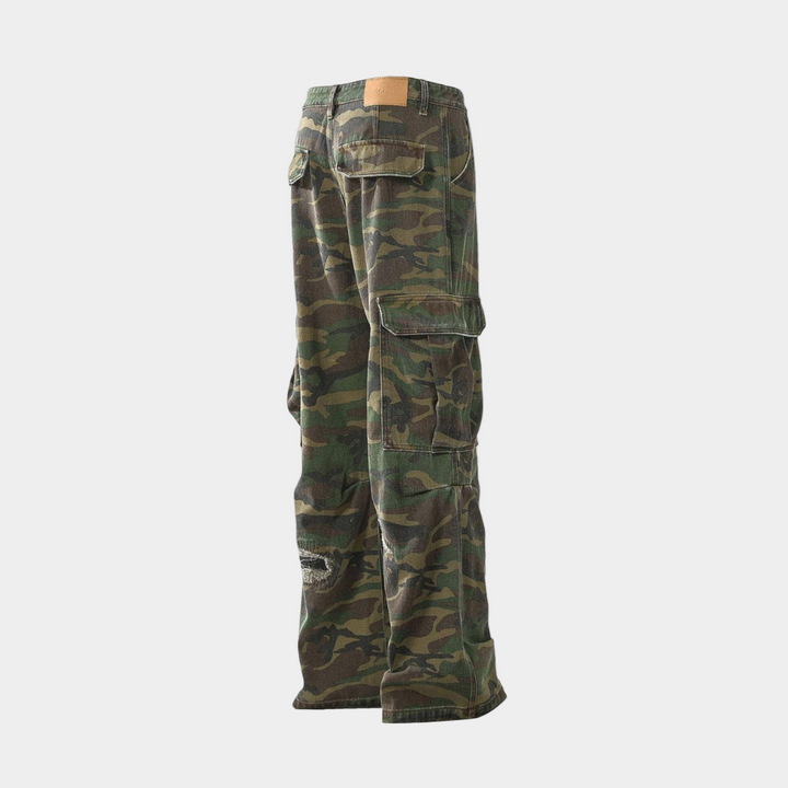 Ripped Camouflage Cargo Pants