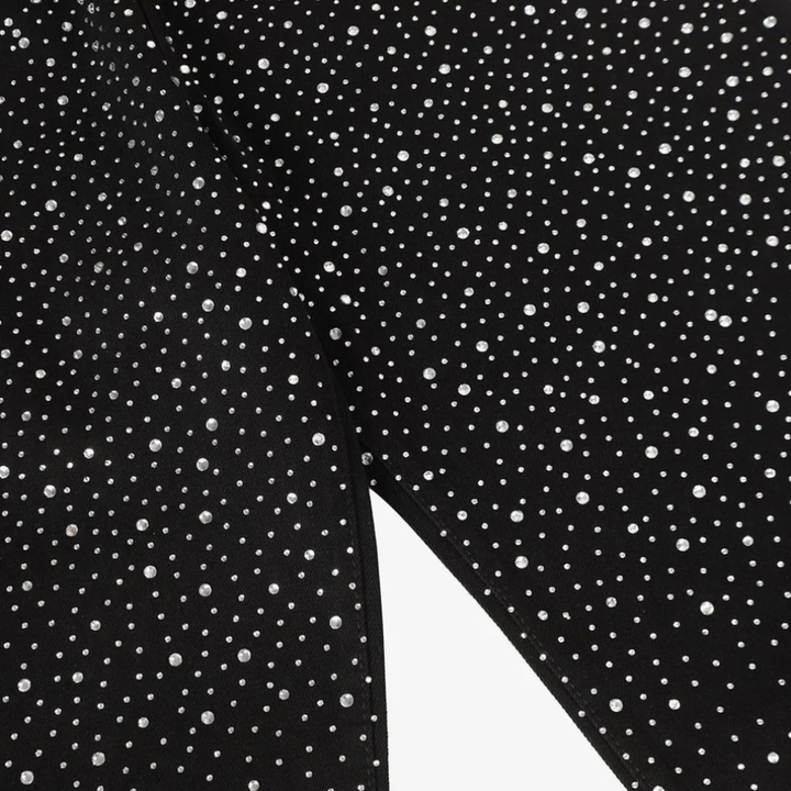 Retro Denim Full Rhinestone Design Baggy Jeans